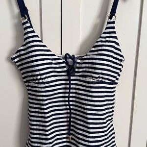 La Blanca Navy and White Striped Swimsuit